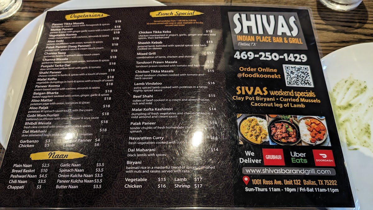 Menu Shiva's Bar & Grill - Allen-8